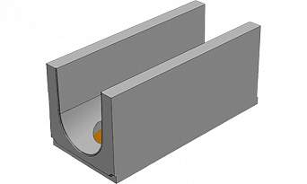 BGU-XL Универсальный лоток DN300, № 20-0, с вертикальным водосливом, без уклона